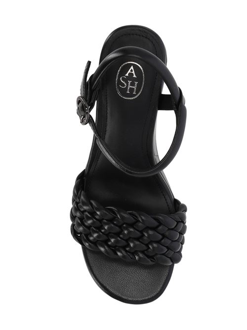 Black sandals with braided strap Ash | OAK01FOULARD BLACK